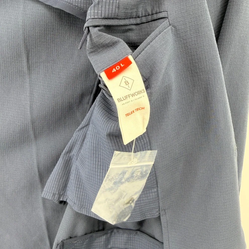 Bluffworks Gramercy Blazer Mens 40L Blue Slim Fit Telex Tech Travel Jacket